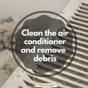 Clean the air conditioner and remove debris
