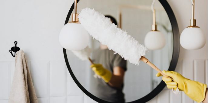 how to get rid of dust in bathroom