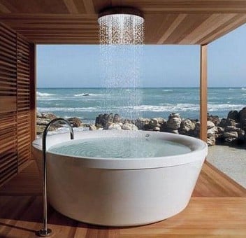 Extra deep soaking tub shower combo
