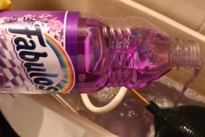 Fabuloso in toilet brush holder