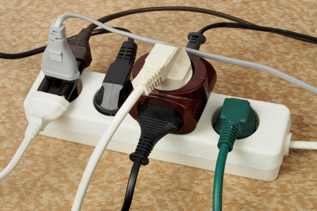 If you need to use an extension cord with a space heater, use a heavy duty one; never plug a space heater into a power strip.