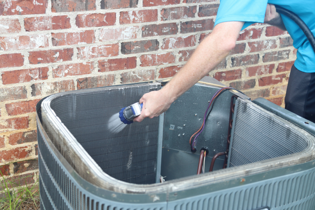 The air conditioner's coils need to be clean several times a year. Always turn off power to the unit before doing this!