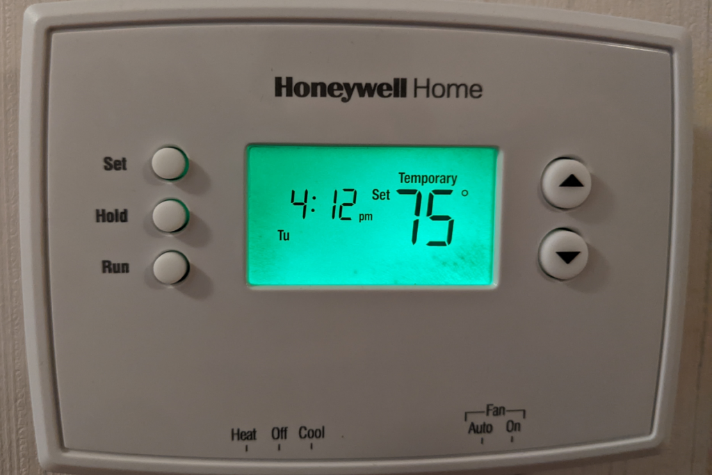 The display screen of a Honeywell Home RTH2300 Series Thermostat, showing a Temporary temperature setting.