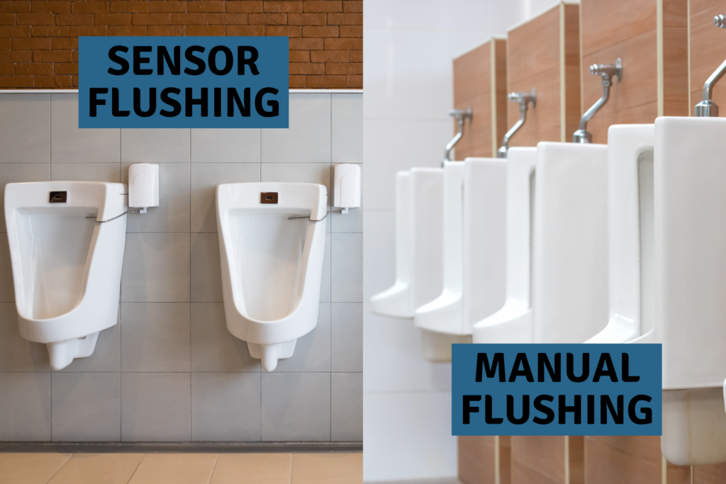 sensor flushing vs manual flushing flushometer valves