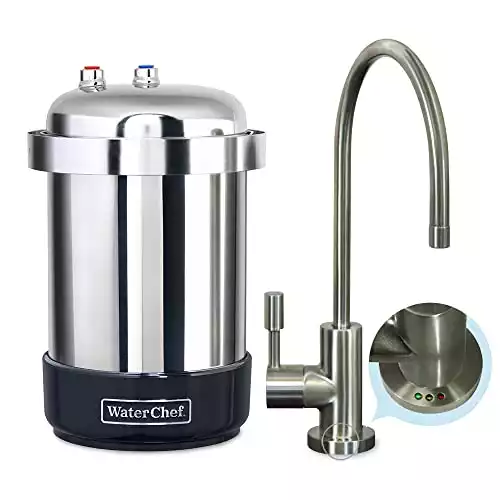 WaterChef Premium Under-Sink Water Filtration System w/Intelligent Monitor - Certified for 75 Contaminants, 1,000 Gal.