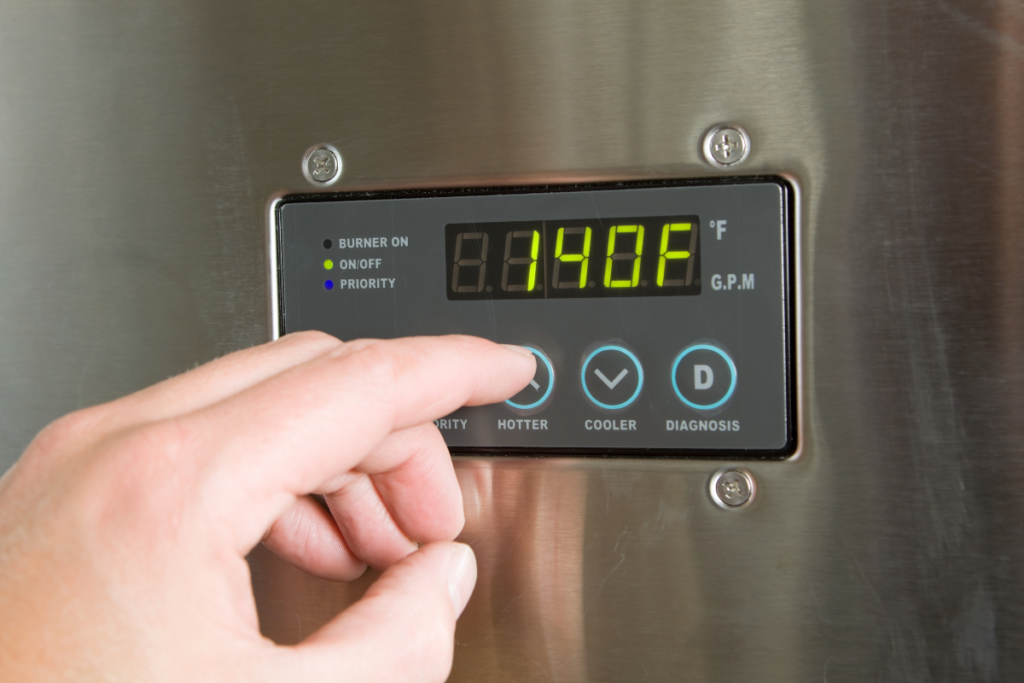 Typically, you don't need to set your tankless water heater above 120°F.