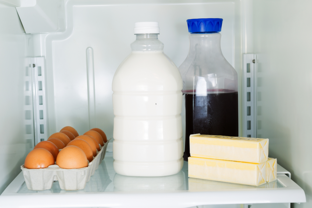 butter stored in the fridge with other cold perishable items