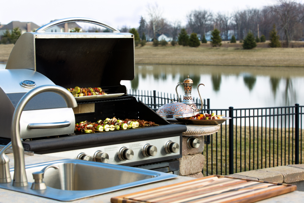 Use an outdoor refrigerator for an outdoor kitchen.