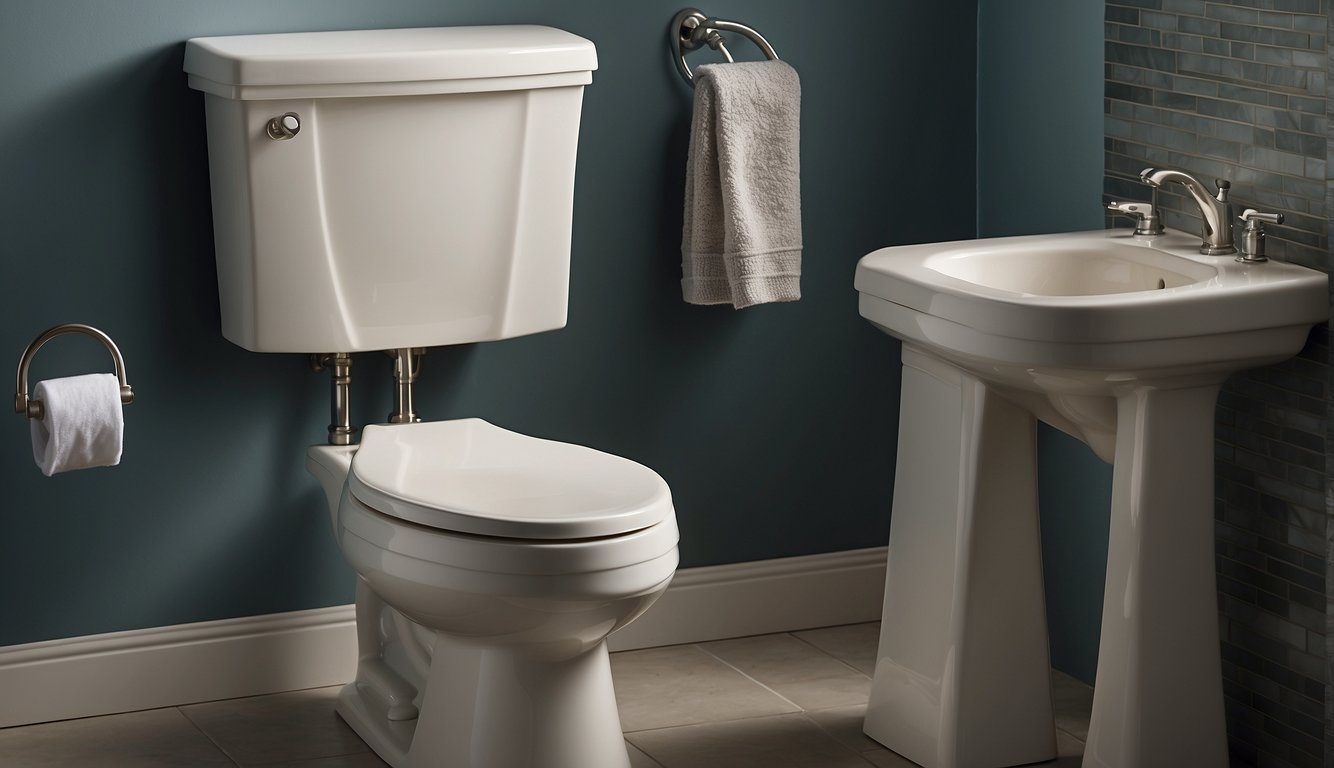 A Kohler Santa Rosa toilet with water running constantly, handle not flushing, and tank not filling properly
