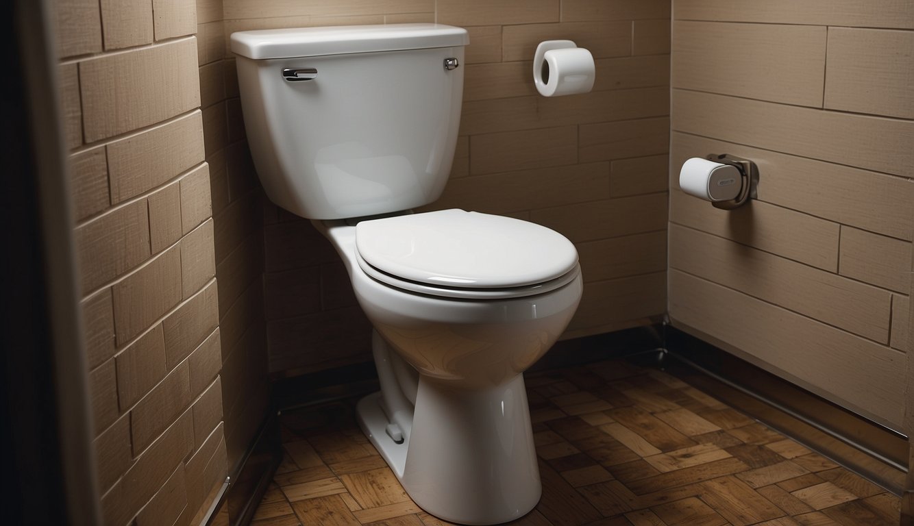 A Mansfield Summit toilet with water running continuously, handle stuck, and tank not filling properly