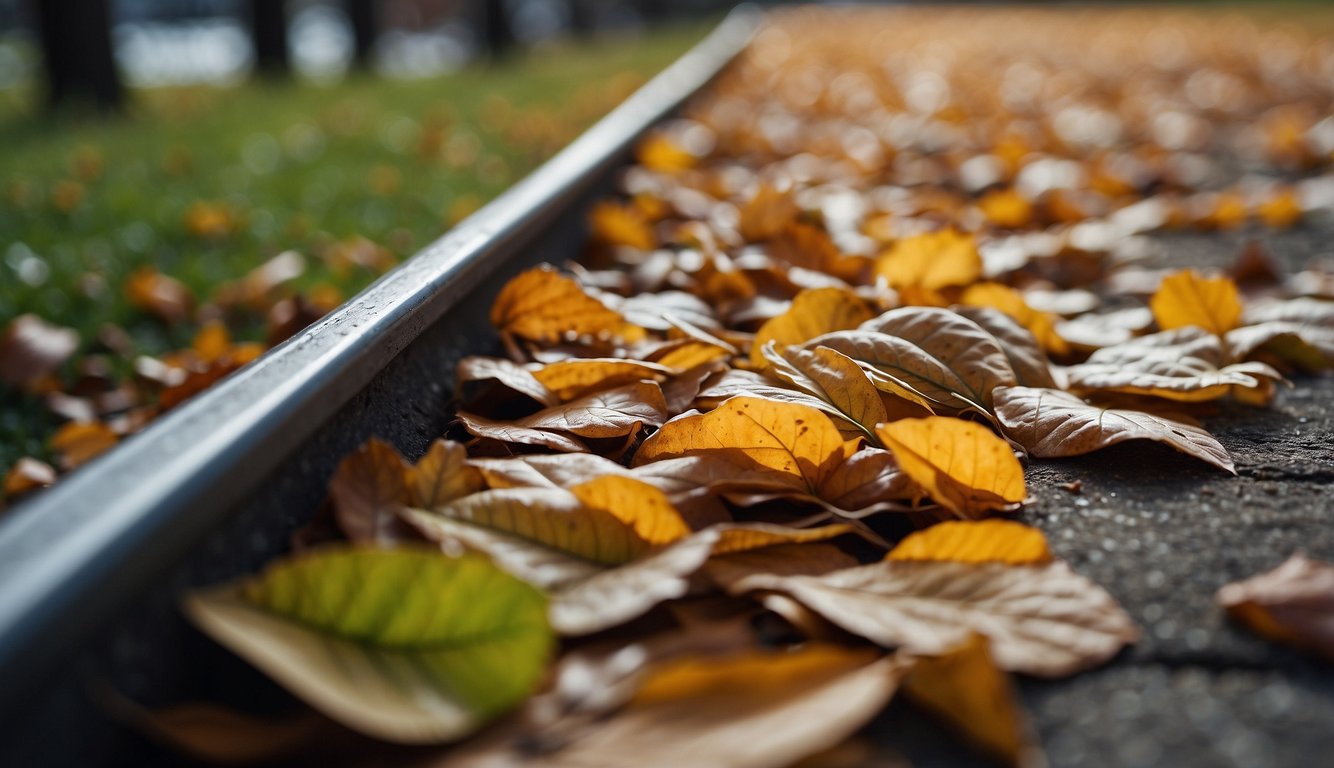 Leaves clog gutters in autumn